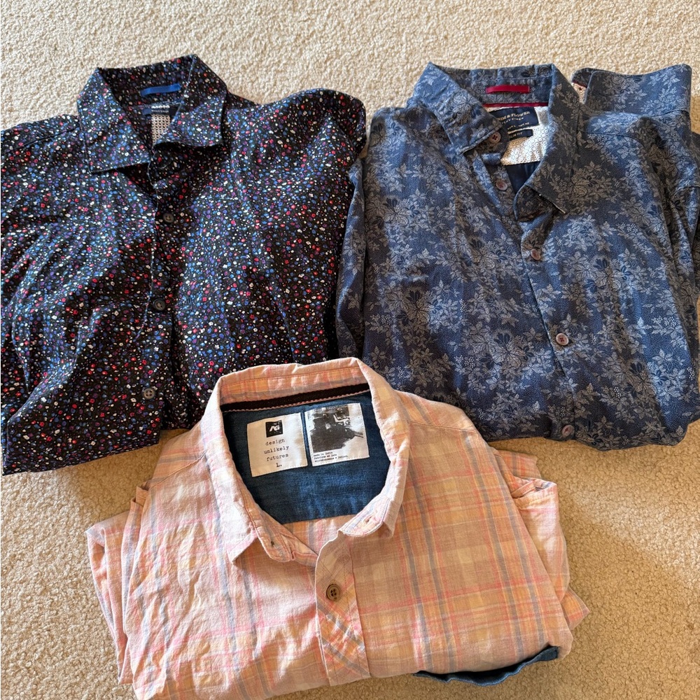 3 set Men's Casual Button-Down Shirt